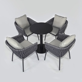 Lauko baldų komplektas DM Grill Comfort, baltas/juodas/pilkas, 4 vietų