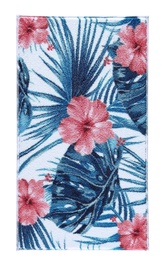 Vannitoa põrandamatt Foutastic Hibiscus 352CNF1142, sinine/valge/roosa, 100 cm x 57 cm