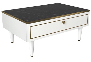 Kafijas galdiņš Kalune Design Ravenna, zelta/balta/melna, 900 mm x 423 mm x 600 mm