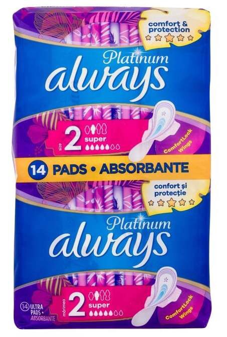 Higiēniskās paketes Always Platinum Super, Normal, 14 gab.