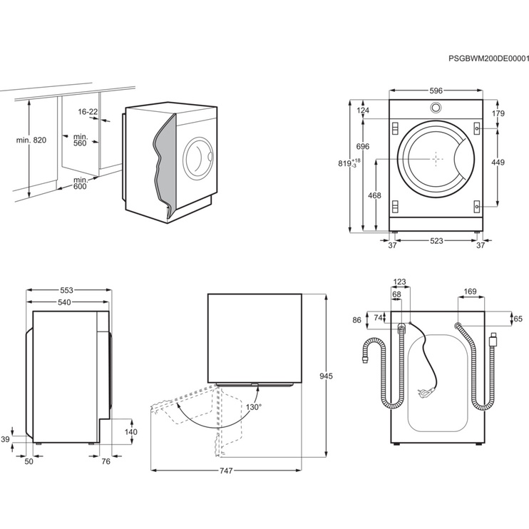 Įmontuojama skalbimo mašina Electrolux 700 serija „DualCare“ EW7W368SI, 8 kg, balta