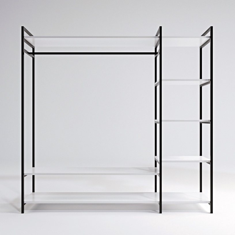 Riidekapp Kalune Design Trend L615, valge/must, 40 cm x 180 cm x 180 cm