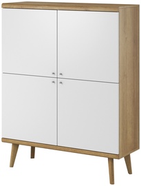 Kummut Mark Primo, valge/tamm, 107 cm x 40 cm x 134 cm
