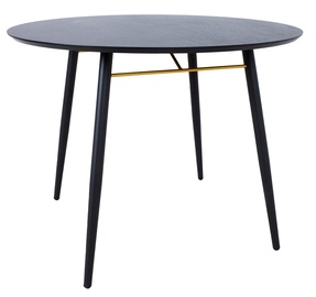 Pusdienu galds Home4you Luxembourg, melna, 100 cm x 100 cm x 75 cm