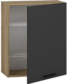 Верхний кухонный шкаф Vento GC-60/72, антрацитовый/дубовый, 30 см x 60 см x 72 см
