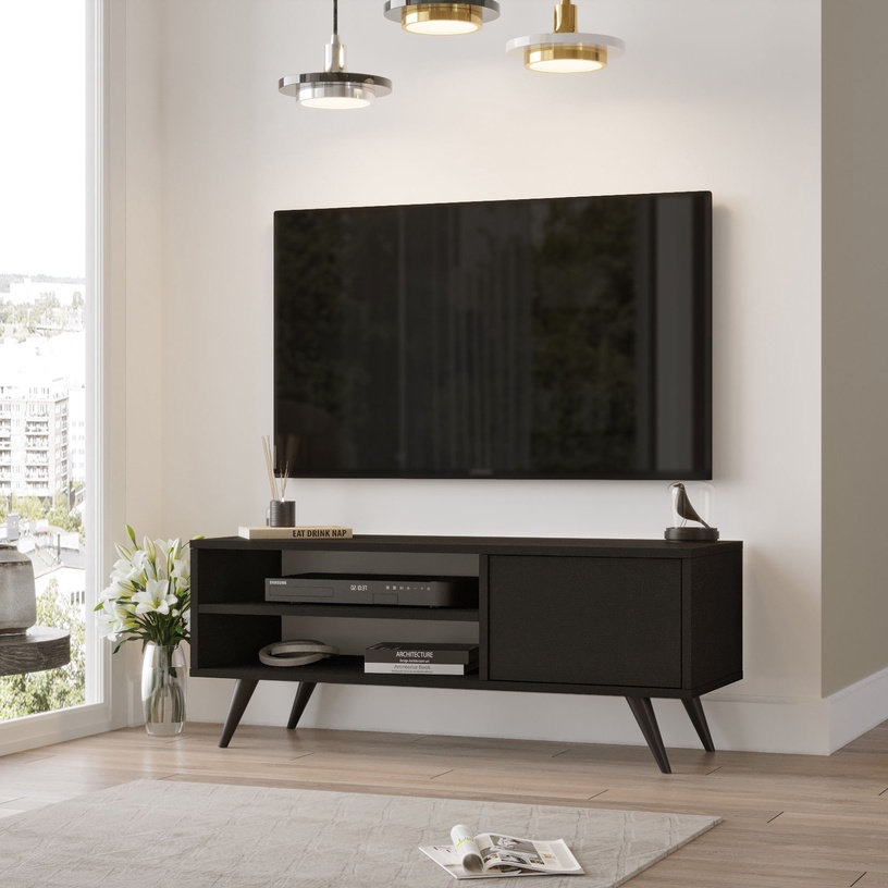 TV-laud Kalune Design CD1 - LB, must, 110 cm x 40 cm x 44 cm