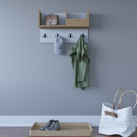 Настенная полка Kalune Design Sameul 875ZNA4722, белый/дубовый, 23.8 см x 72 см x 44.6 см