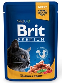 Mitrā kaķu barība Brit Premium Salmon & Trout, zivs/lasis/forele, 0.1 kg