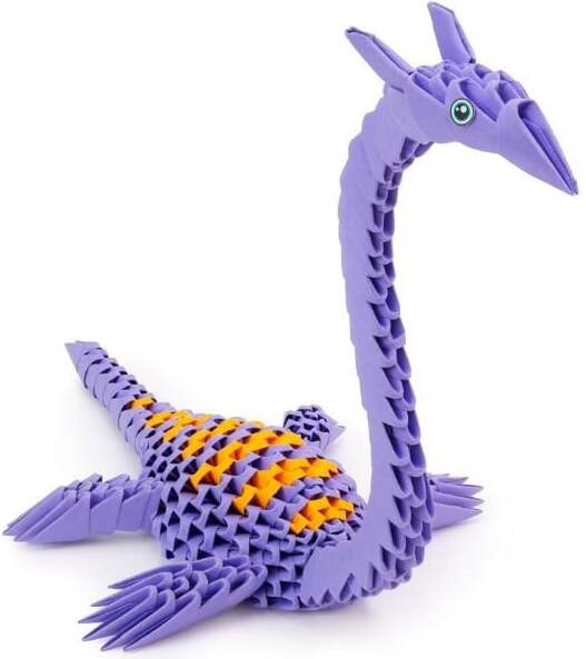 Papīra figūru izgatavošanas komplekts Alexander 3D Origami Plezjozaur 2570, oranža/violeta