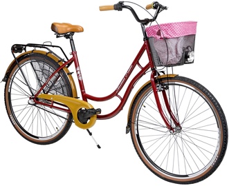 Велосипед городской Azimut Holland Retro 3-Speed, 28 ″, 17" (43 cm) рама, бордо, с корзиной