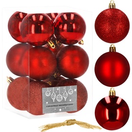 Jõulupuu ehe Springos CA0001, punane, 6 cm, 6 cm, plastik, 12 tk