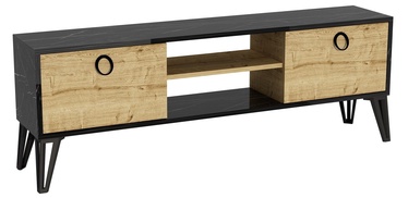 TV galds Kalune Design Benjamin, melna/ozola, 1500 mm x 295 mm x 530 mm
