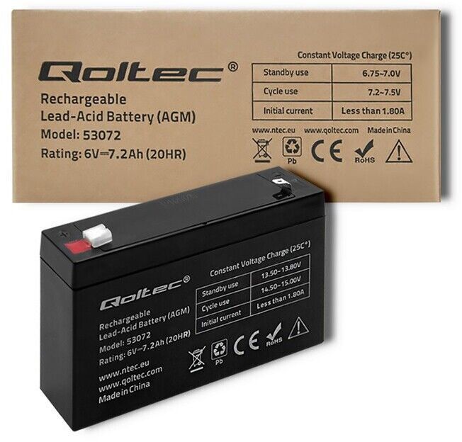 UPS akumulators Qoltec 53072, 7.2 Ah