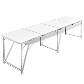 Стол для кемпинга VLX Foldable Camping Table 41327, белый, 240 x 60 x 55 - 70 см