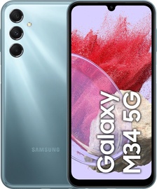 Mobilusis telefonas Samsung Galaxy M34 5G, šviesiai mėlynas, 6GB/128GB