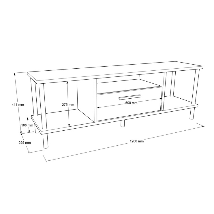 TV-laud Kalune Design NB1 AG, pruun/hall, 29.5 cm x 120 cm x 41.1 cm
