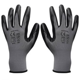Рабочие перчатки прорезиненные VLX Nitrile 180057, нитрил, черный/серый, 9