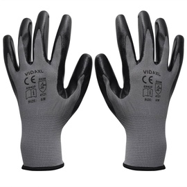 Рабочие перчатки прорезиненные VLX Nitrile 180057, нитрил, черный/серый, 9