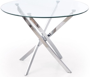 Обеденный стол Raymond, прозрачный/хромовый, 100 см x 100 см x 73 см