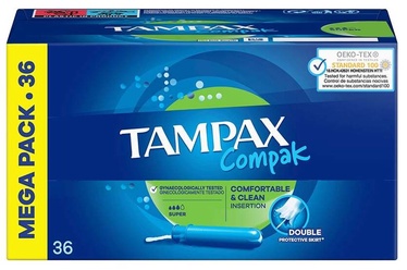 Higiēniskie tamponi Tampax Compak, Super, 36 gab.