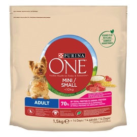 Сухой корм для собак Purina One Mini Beef And Rice, говядина, 0.8 кг