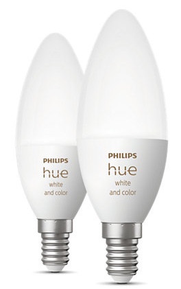 Светодиодная лампочка Philips Hue LED, многоцветный, E14, 4 Вт, 320 - 470 лм, 2 шт.