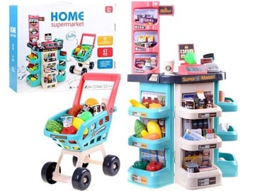 Veikala rotaļlietas, veikala kases aparāts un ratiņi Home Supermarket, daudzkrāsaina
