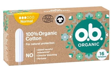 Hügieenilised tampoonid O.B. Organic, Normal, 16 tk