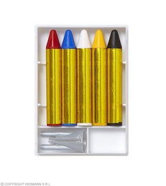 Grimmikomplekt 02403, sinine/valge/must, vaha, 5 tk