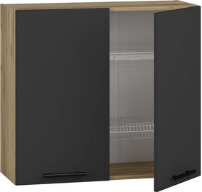 Верхний кухонный шкаф Vento GC-80/72, дубовый/антрацитовый, 300 мм x 800 мм x 720 мм