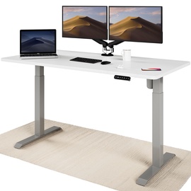 Rašomasis stalas reguliuojamo aukščio Desktronic Home One, baltas/pilkas