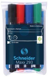 Baltās tāfeles marķieris Schneider Maxx 293 65S129394, 1 - 4 mm, zila/melna/sarkana/zaļa, 4 gab.