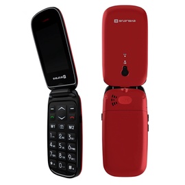 Evelatus Laine Nupuvajutusega Mobltelefon kahe SIM-kaardiga ja LCD-kõnefunktsiooniga Maroon Punane