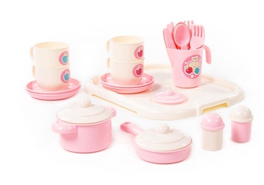 Rotaļu virtuves piederumi Polesie Cookware Set 80493, balta/rozā