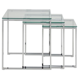 Журнальный столик Katrine 51092, прозрачный/серебристый, 50 см x 50 см x 55 см