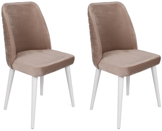 Ēdamistabas krēsls Kalune Design Tutku 324 V2 974NMB1688, matēts, balta/gaiši brūna, 49 cm x 50 cm x 90 cm, 2 gab.