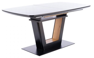 Обеденный стол c удлинением Signal Meble Sydney, черный/дубовый, 1600 - 2200 мм x 900 мм x 760 мм