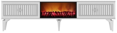 TV-laud Kalune Design Flame, valge/hõbe, 150 cm x 29.6 cm x 44.6 cm