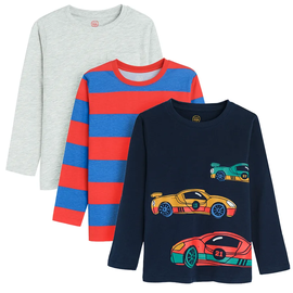 Krekls ar garām piedurknēm, zēniem Cool Club Love Auto CCB2710543-00, zila/sarkana/pelēka, 110 cm, 3 gab.