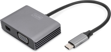 Adapteris Digitus USB-C - Mini DisplayPort/VGA USB-C male, Mini DisplayPort/VGA female, 0.2 m, pelēka