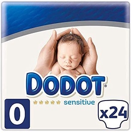 Sauskelnės Dodot Newborn Sensitive, 0 dydis, 1 - 3 kg, 24 vnt.