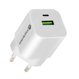 Telefona lādētājs Everactive, 1 x USB Type C, balta, 30 W