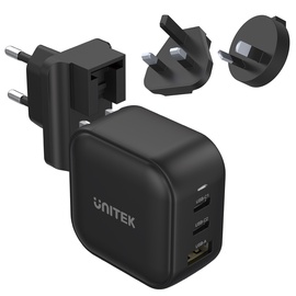 Lādētājs Unitek P1108ABK 3 Ports 66W, USB/2 x USB-C, melna