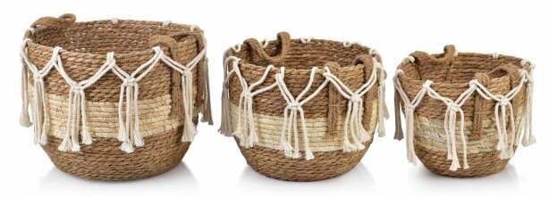 Korvide komplekt, esemete hoidmiseks Mondex Bali HIWB6686-PROM, valge/hele pruun, 33 x 33 x 27 cm