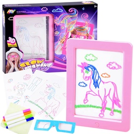 Krāsošanas komplekts Yi Ma Toys Glow Drawing Board 9966, rozā/daudzkrāsaina