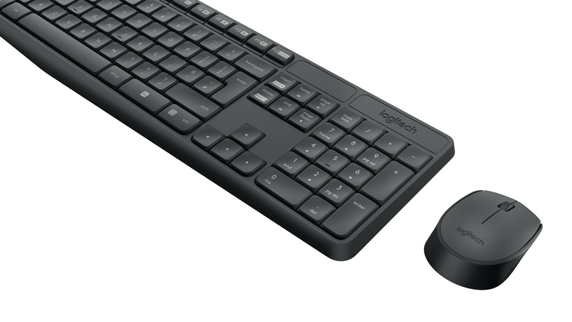 Klaviatūros ir pelės rinkinys Logitech MK235 EN, juoda/pilka, belaidė