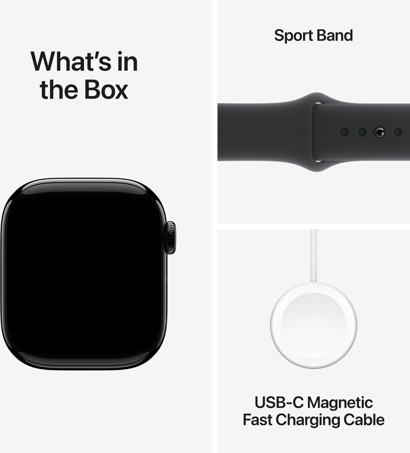Viedais pulkstenis Apple Watch Series 10 GPS 42mm Jet Case Black Sport Band S/M, black aluminium