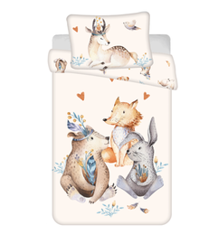 Voodipesukomplekt lastele Jerry Fabrics Photoprints Sweet home Animals "Woodland" baby, mitmevärviline, 100 x 135 cm