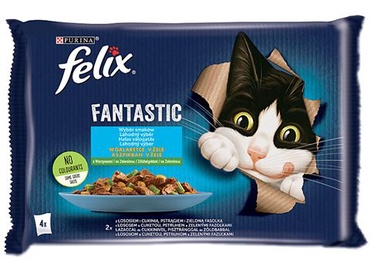 Влажный корм для кошек Felix Fantastic DLZPUIKMK0079, лосось, 0.340 кг, 4 шт.