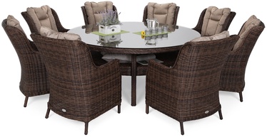 Комплект уличной мебели Home & Garden Bristol Round Elegant, коричневый/темно коричневый, 8 места
